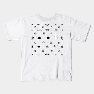 Doodle cat paw prints Kids T-Shirt